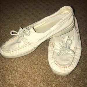 Moderately worn- White Sperry Boat Shoes